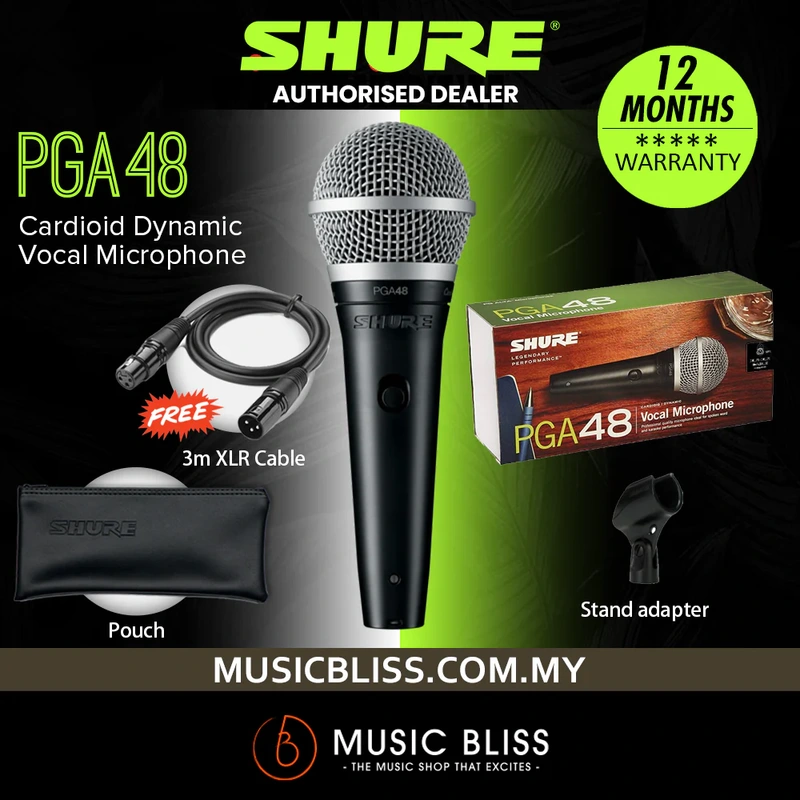 Shure PGA48-LC Cardioid Dynamic Vocal Microphone with Mic Cable