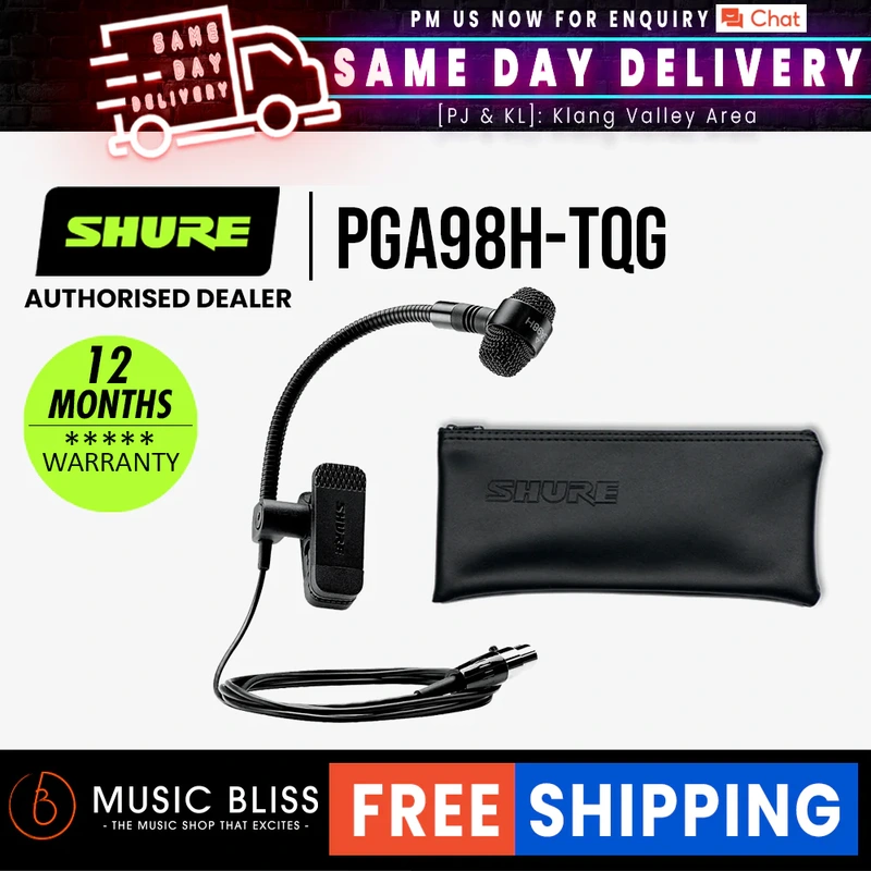 Shure PGA98H-TQG Clip-on Condenser Microphone with Cardioid Polar Pattern