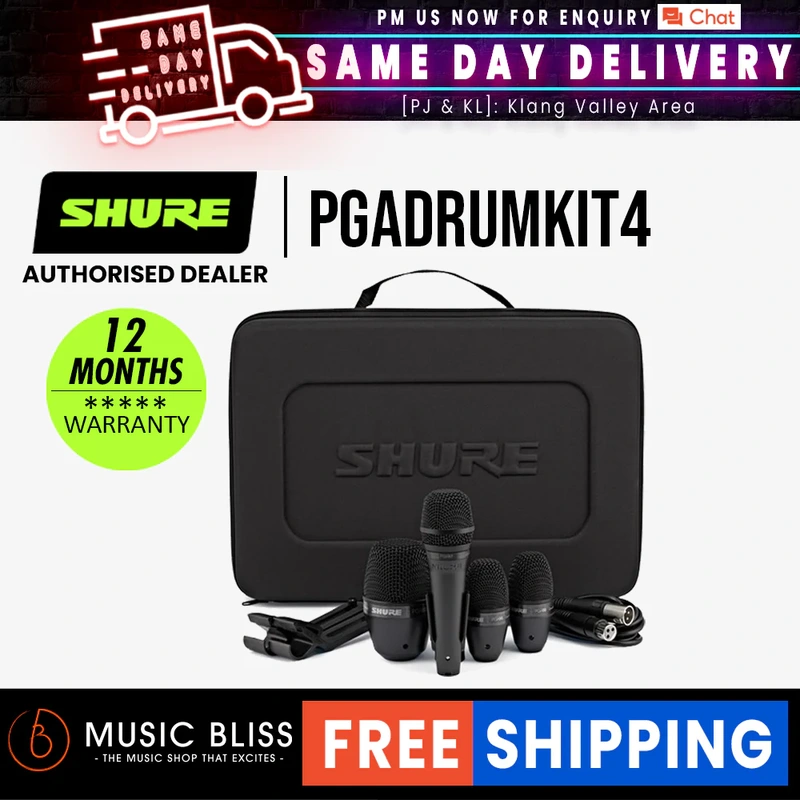 Shure PGADRUMKIT4 4-piece Drum Microphone Kit
