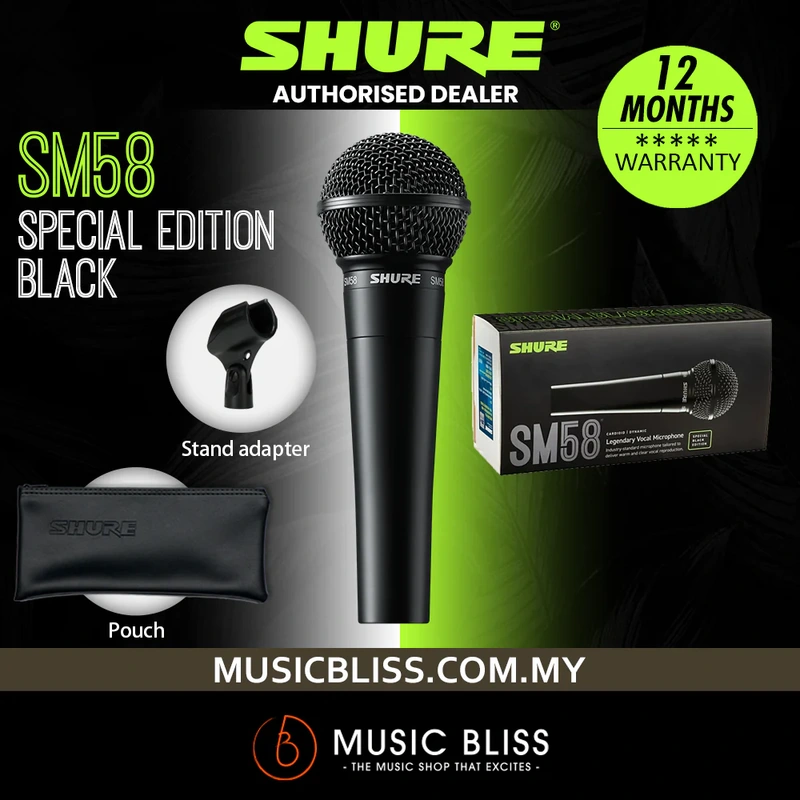 Shure SM58 Special Black Edition Handheld Dynamic Vocal Microphone - Black