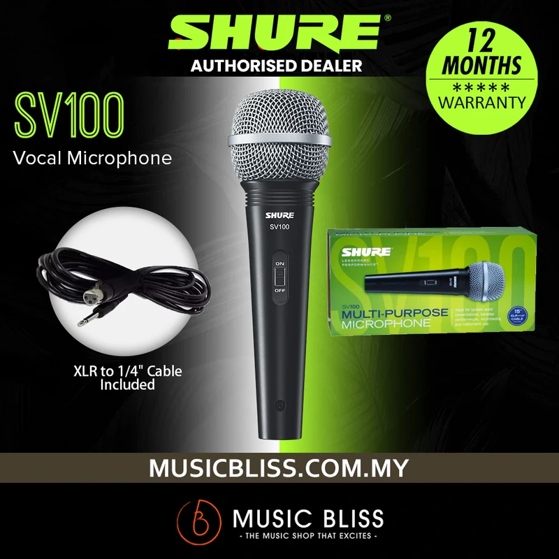 Shure SV100 Vocal Microphone with XLR to 1/4 inch Cable