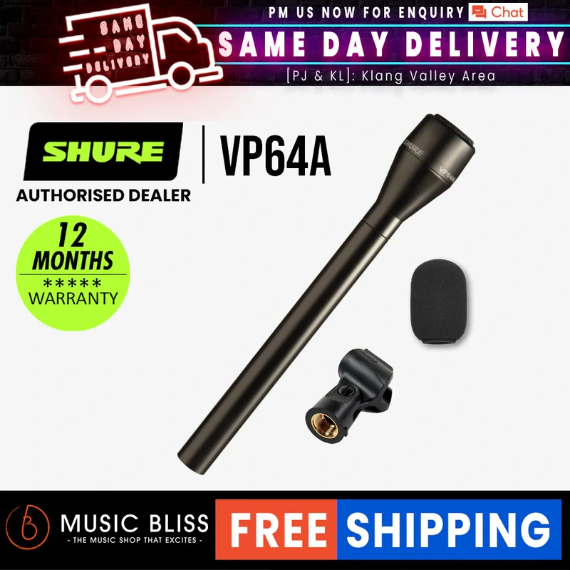 Shure VP64A Omni-Directional Handheld Dynamic Microphone for Professional Audio and Video Productions