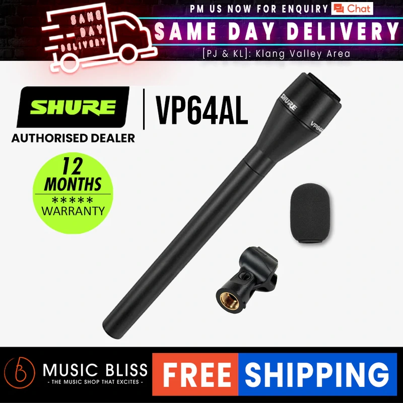 Shure VP64AL Omni-Directional Handheld Dynamic ENG Microphone with Extended Handle