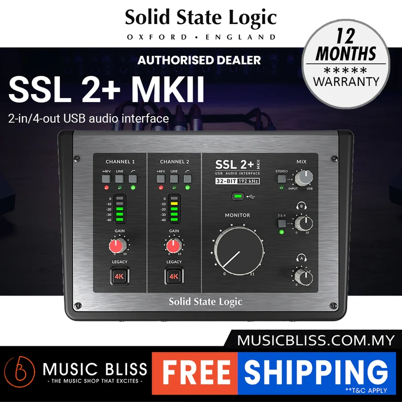 Solid State Logic SSL2+ MKII 2 x 4 USB-C Audio Interface