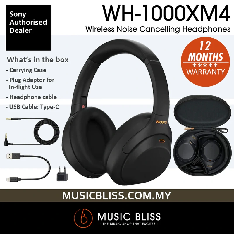 Sony WH-1000XM4 Wireless Noise Cancelling Headphones - Black