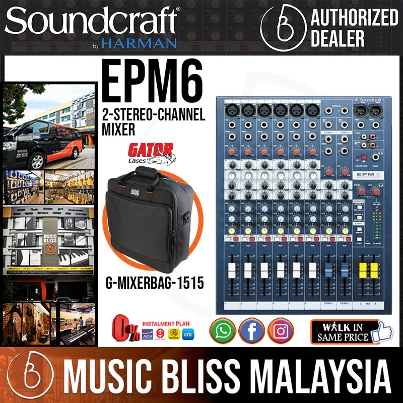Soundcraft EPM6 Mixer with Gator G-MIXERBAG-1515