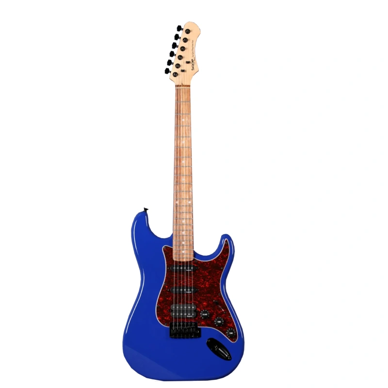 SQOE SEST230 Super Stratocaster Body HSS Electric Guitar, Rosewood Fretboard - Blue