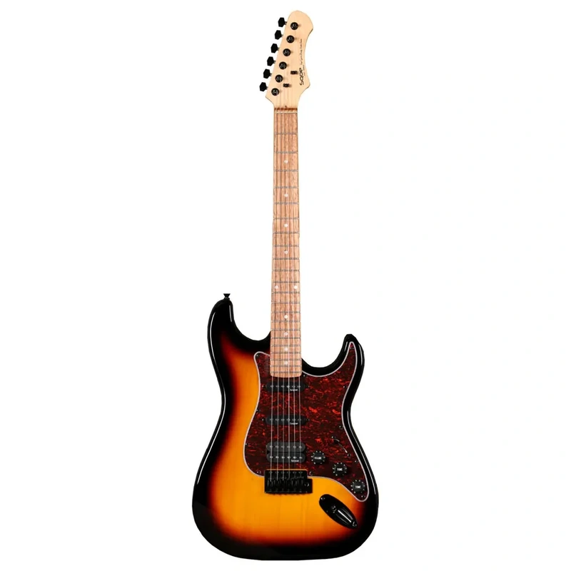 SQOE SEST230 Super Stratocaster Body HSS Electric Guitar, Rosewood Fretboard - Sunburst