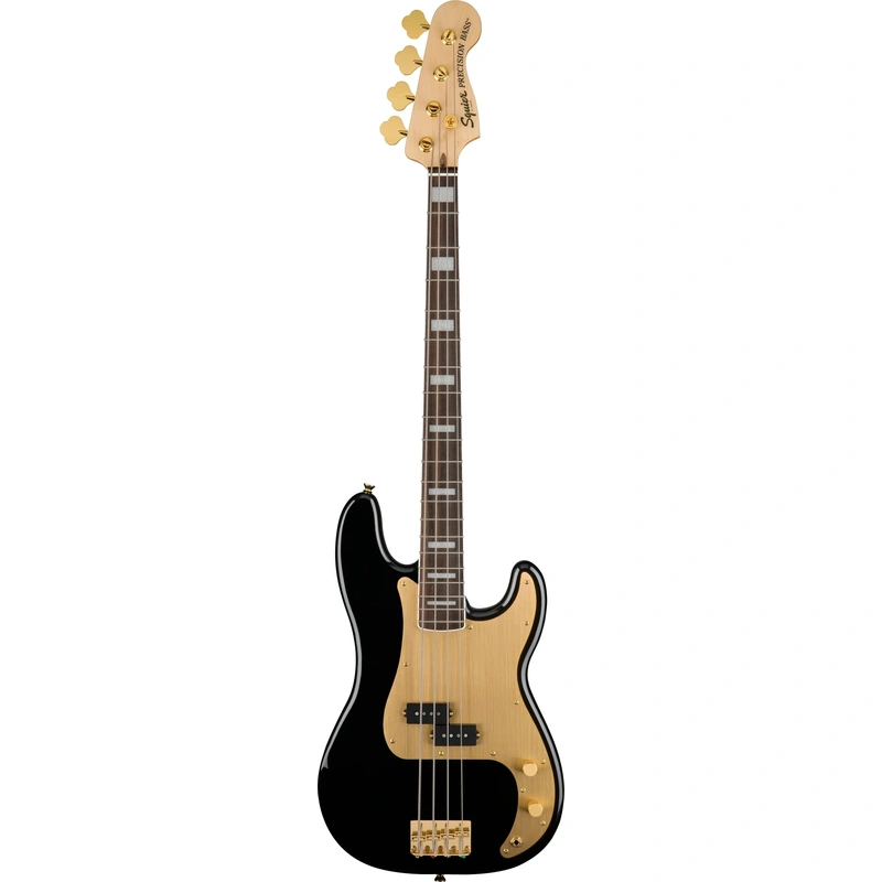 Squier 40th Anniversary Gold Edition Precision Electric Bass Guitar - Black