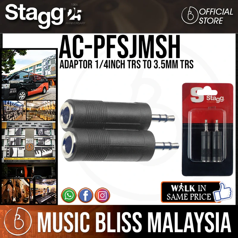 Stagg AC-PFSJMSH Adaptor 1/4inch TRS to 3.5mm TRS