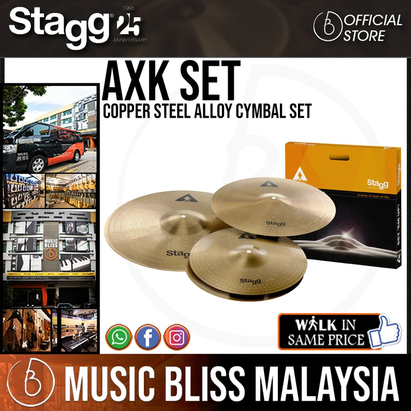 Stagg AXK-SET Copper Steel Alloy Cymbal Set - 14''/16''/20''