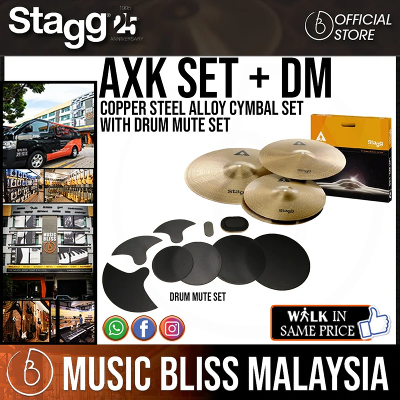 Stagg AXK-SET Copper Steel Alloy Cymbal Set with Drum Mute Set