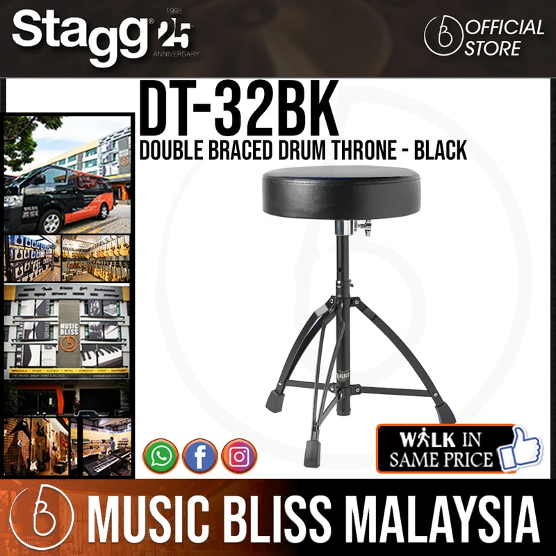 Stagg Double Braced Drum Throne - Black