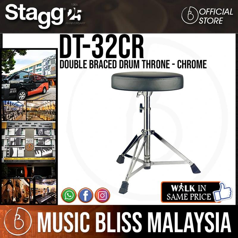 Stagg Double Braced Drum Throne - Chrome