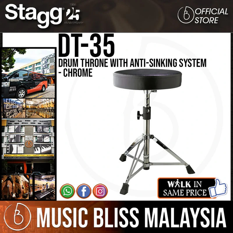 Stagg Drum Throne with Anti-Sinking System - Chrome