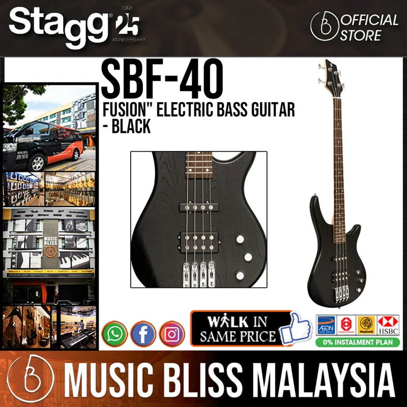 Stagg SBF-40 "Fusion" Electric Bass Guitar - Black