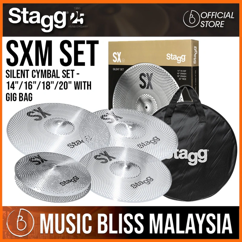 Stagg SXM SET Silent Cymbal Set - 14"/16"/18"/20" with Gig Bag