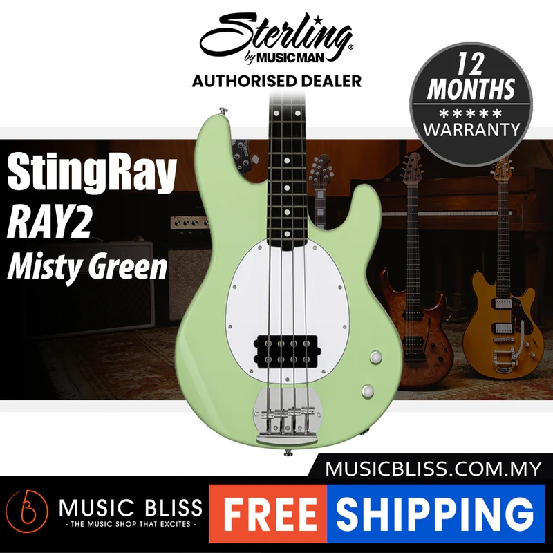 Sterling By Music Man Intro Series Stingray RAY2 Bass Guitar - Misty Green