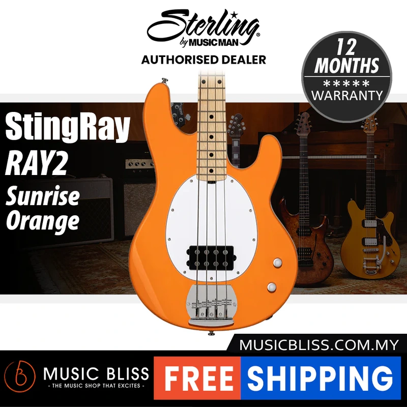Sterling By Music Man Intro Series Stingray RAY2 Bass Guitar - Sunrise Orange
