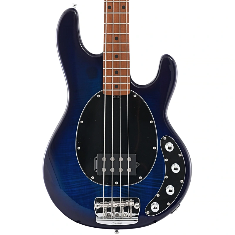 Sterling by Music Man StingRay34 Flamed Maple 4-String Bass, Neptune Blue