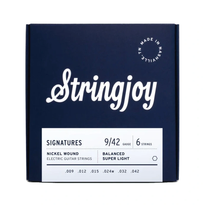 Stringjoy Signatures Nickel Roundwound Balanced Super Light Gauge Electric Guitar Strings