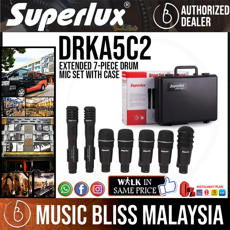 Superlux DRK-A5C2 Extended 7-piece Drum Mic Set with Case
