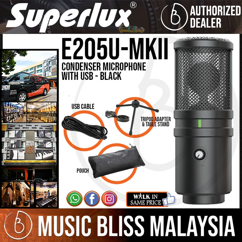 Superlux E205UMKII Condenser Microphone with USB - Black