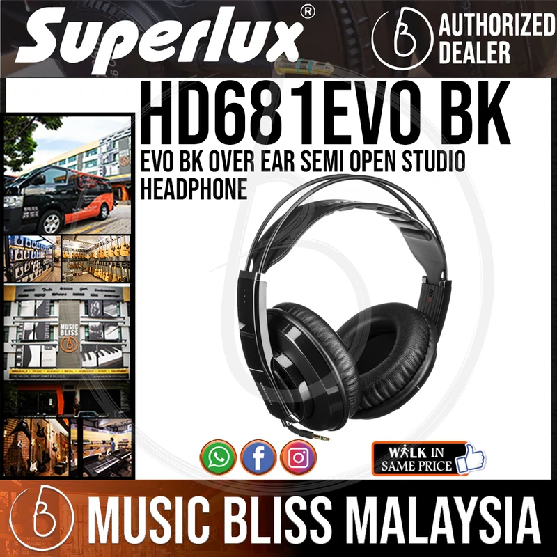 Superlux HD-681 Evo BK Over Ear Semi Open Studio Headphone