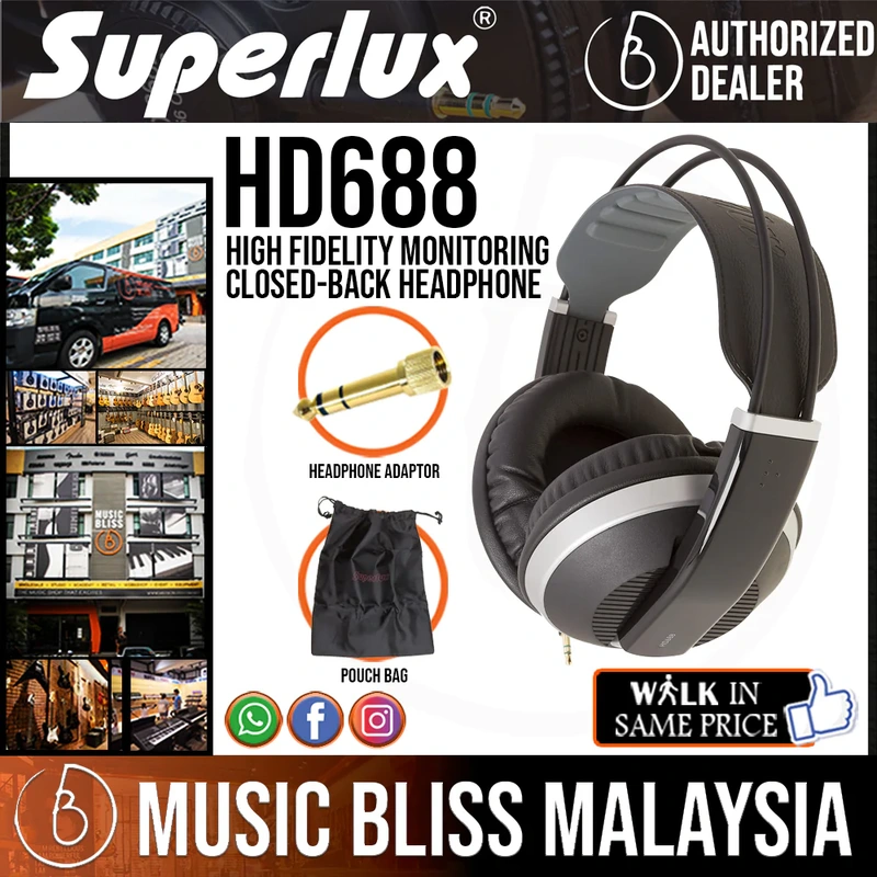 Superlux HD688 High Fidelity Monitoring Closed-Back Headphone