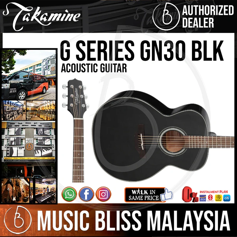 Takamine GN30 - Black 6-string Acoustic Guitar with Solid Spruce Top