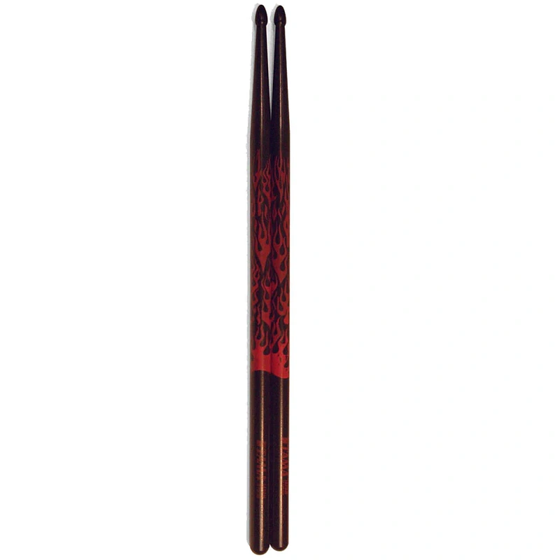 Tama 5A-F-BR Rhythmic Fire Japanese Oak 5A Drumsticks, Black/Red Pattern