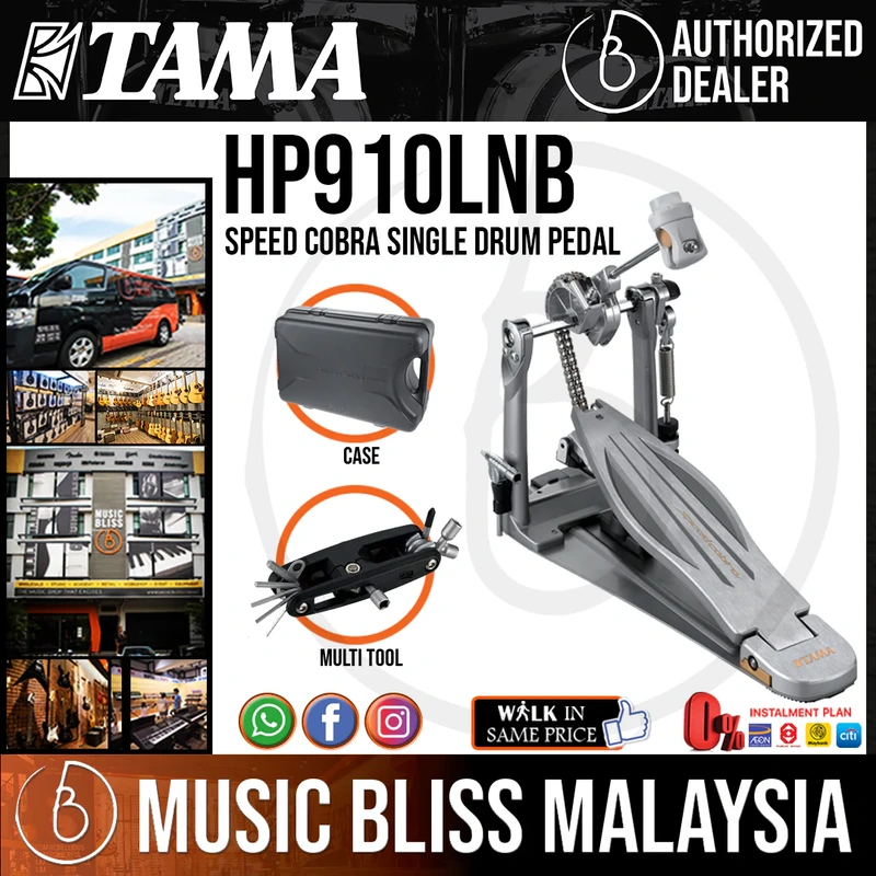 Tama HP910LNB Speed Cobra Single Drum Pedal with Bonus Multi-Tool, Case Included