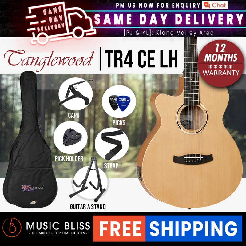 Tanglewood TR4 CE LH Roadster II Super Folk Cutaway Left-Handed Acoustic-Electric Guitar