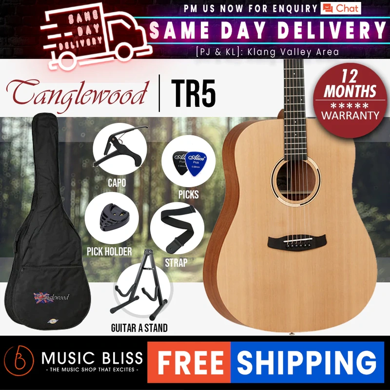 Tanglewood TR5 Roadster II Dreadnought Best Beginner Acoustic Guitar for Starters