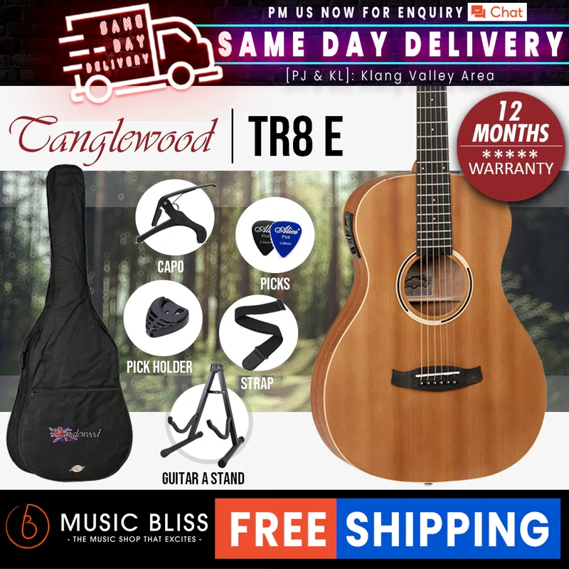 Tanglewood TR8 E Roadster II Parlour Acoustic-Electric Guitar with EQ