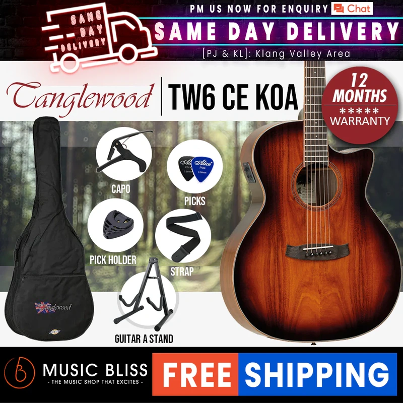 Tanglewood TW6 CE KOA Winterleaf Exotic Grand Auditorium Acoustic-Electric Guitar