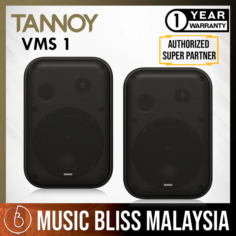 Tannoy VMS 1 5-inch Versatile 2-way Compact Install Monitors - Black