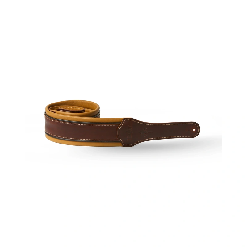 Taylor Ascension 3" Leather Guitar Strap, Cordovan/Black/Butterscoth