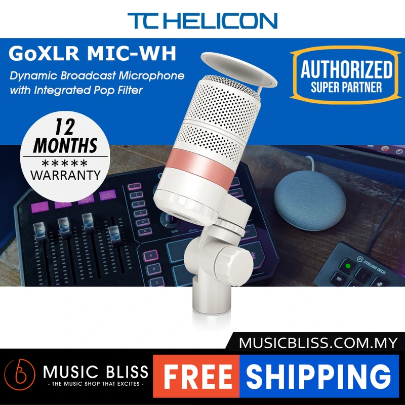 TC-Helicon GoXLR MIC Dynamic Broadcast Microphone - White