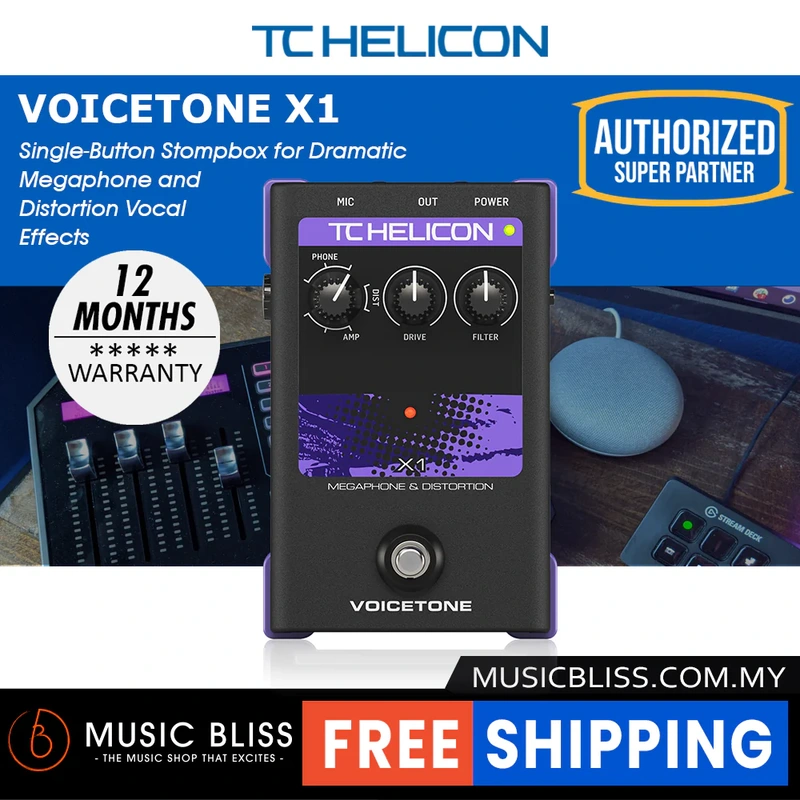 TC-Helicon VoiceTone X1 Megaphone and Distortion Vocals Effects Pedal