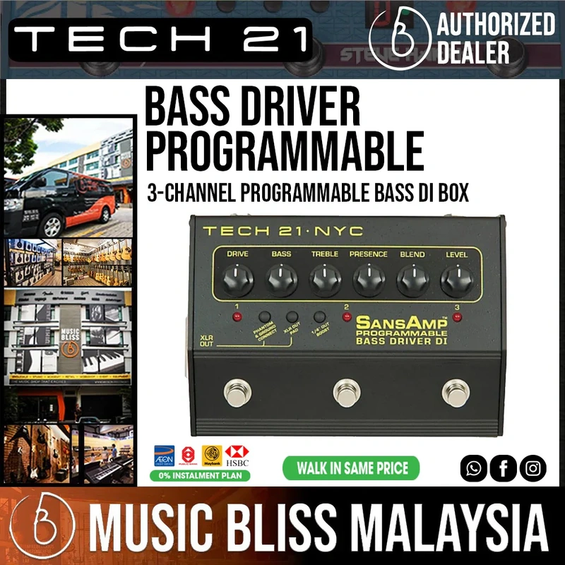 Tech 21 SansAmp 3-Channel Programmable Bass Driver DI Effects Pedal