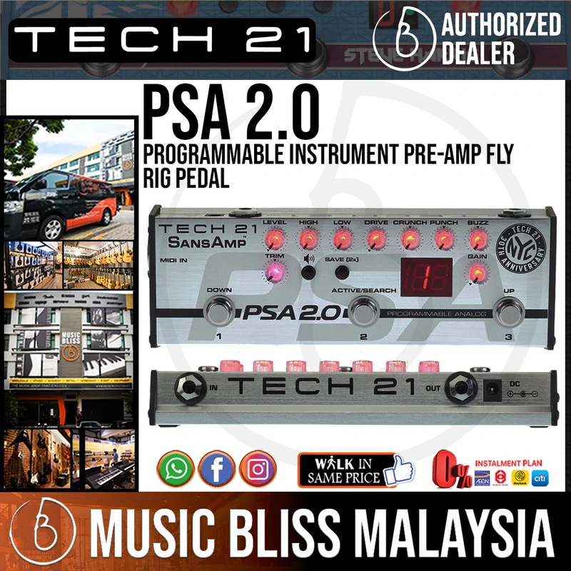 Tech 21 SansAmp PSA 2.0 Programmable Instrument Pre-amp Fly Rig Pedal