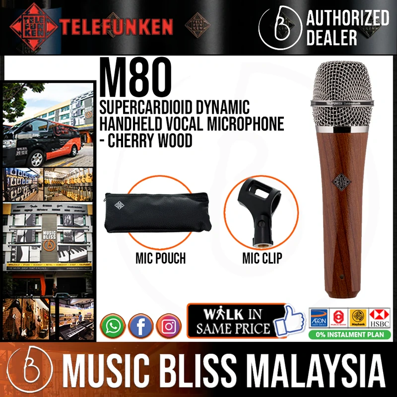 Telefunken M80 Supercardioid Dynamic Handheld Vocal Microphone - Cherry Wood