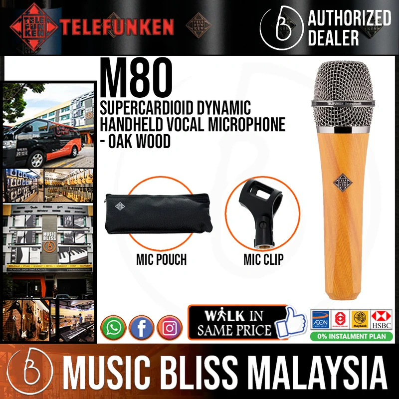 Telefunken M80 Supercardioid Dynamic Handheld Vocal Microphone - Oak Wood