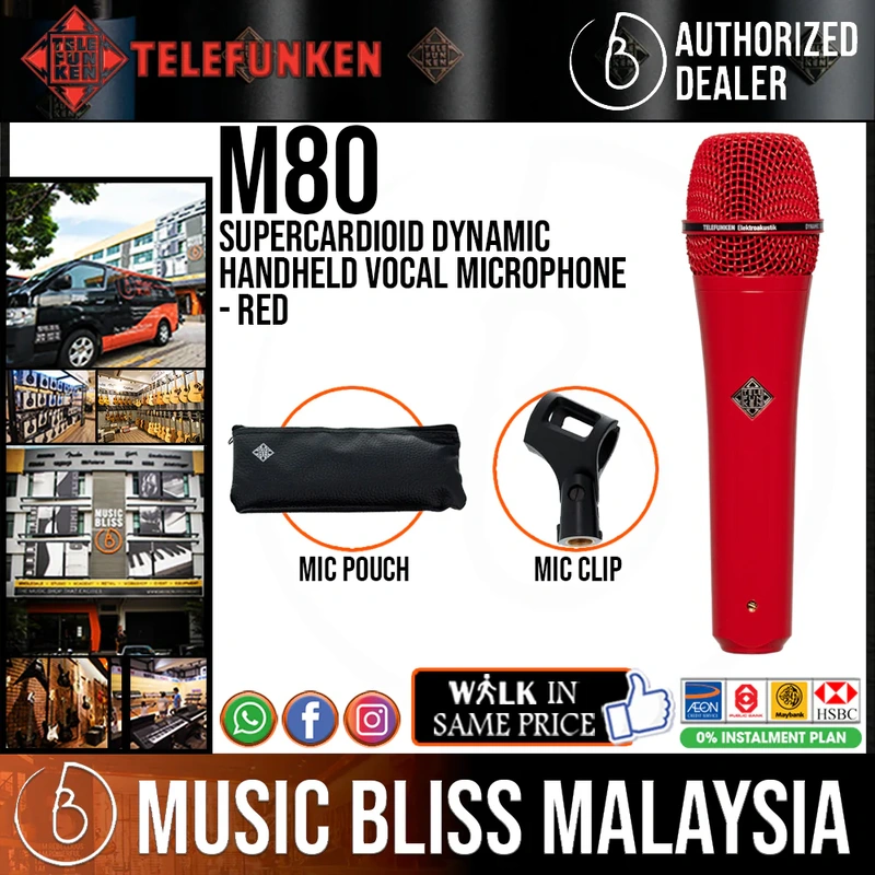 Telefunken M80 Supercardioid Dynamic Handheld Vocal Microphone - Red