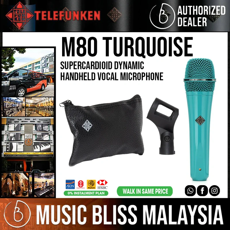 Telefunken M80 Supercardioid Dynamic Handheld Vocal Microphone - Turquoise