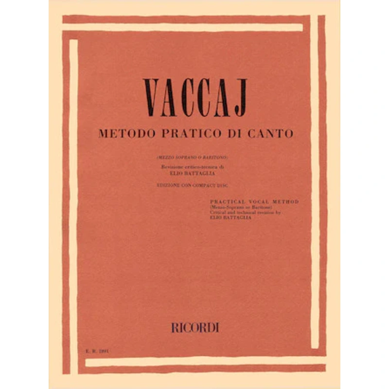 Vaccaj Mtodo Practico Di Canto Mezzo-Soprano/Baritone  Book/CD