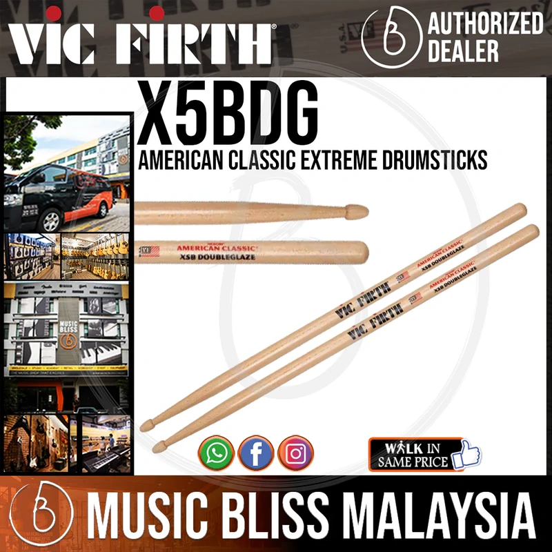 Vic Firth American Classic Drumsticks - Extreme 5B - Double Glaze