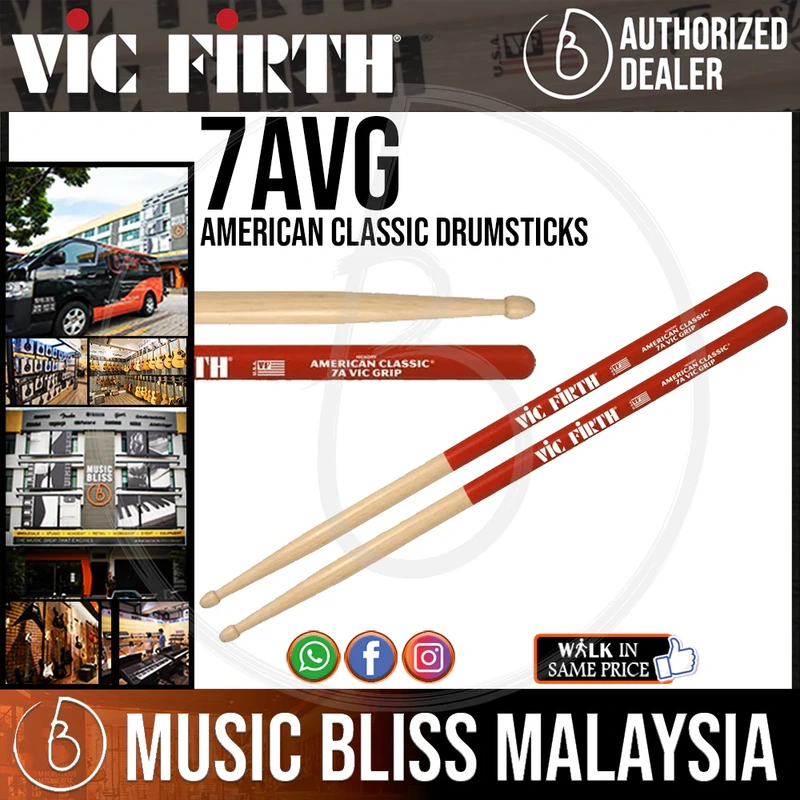 Vic Firth American Classic Drumsticks with Vic Grip - 7A - Wood Tip