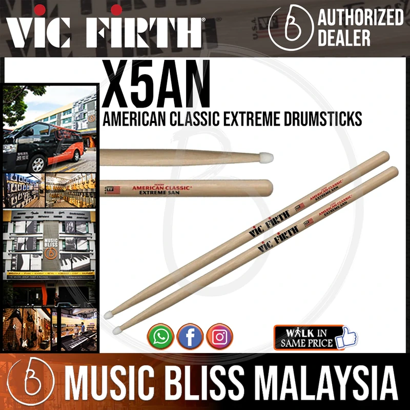 Vic Firth American Classic Extreme Drumsticks - Extreme 5A - Nylon Tip